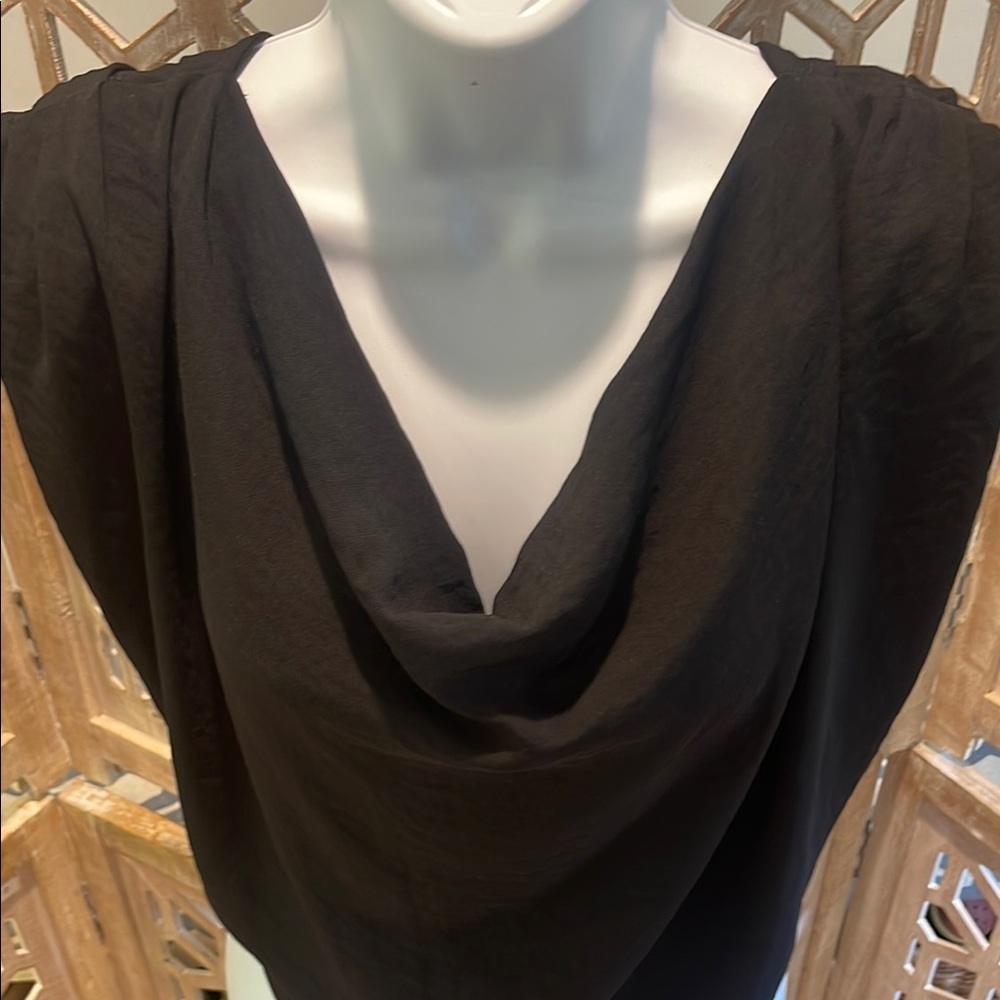 NWT She + Sky Lyndon BodySuit Black Sleeveless Drape Neck Size L - Picture 3 of 12